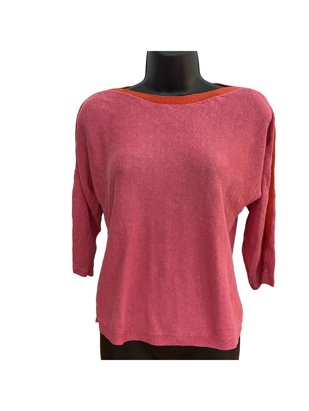 EILEEN FISHER Organic Linen Size Small Boxy Knit Sweater Coastal Beach Boatneck